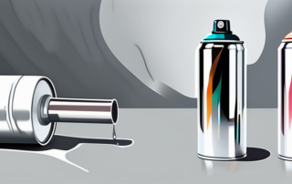 A spray can with a metallic sheen