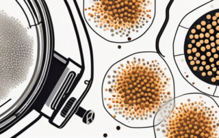 A magnified view of pollen grains that appear to be seared or burnt