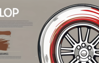 A motorcycle wheel with a paintbrush and a can of paint nearby