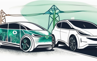 An electric car and a combustion engine car side by side