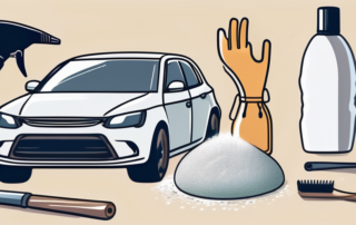 Various household items like a spray bottle