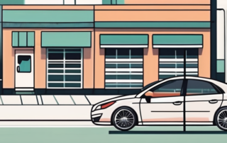 A car parked across the street from a lowered curb