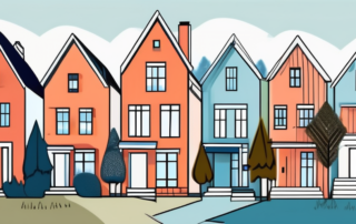 A variety of houses with different vibrant exterior paint colors