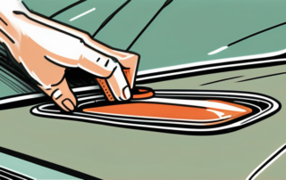 A dent puller suction cup being effectively used on a dented car surface