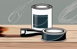 A paintbrush applying pu-lacquer on a wooden surface