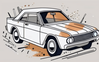 A car with a detached fender on the side