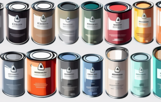 Various types of paint cans in different colors and finishes (glossy