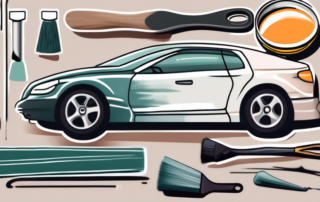 A car with noticeable paint chips from stone damage