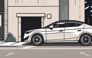 A car parked at a safe distance from a driveway entrance