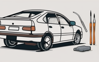 A car with a noticeable paint scratch on the side