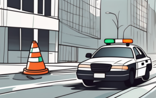 A police car with its sirens on