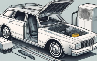 A car with its hood open