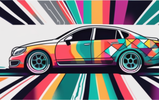 A car in the process of being painted with effect paint