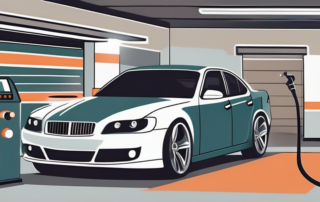 A car in a professional garage setting