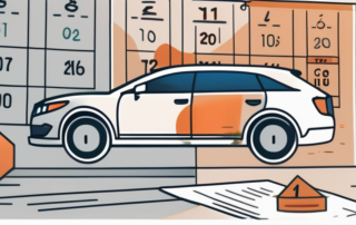 A car with a calendar in the background