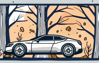 A car with visible tree sap stains on its surface and a can of wd40 nearby