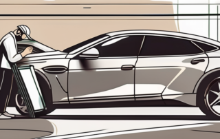 A car being coated with clear lacquer