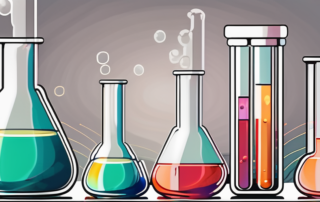 A laboratory setting with beakers and test tubes