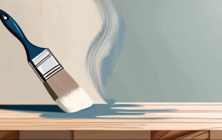 A paintbrush applying a layer of primer on a wooden surface