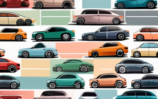 A variety of cars in different colors