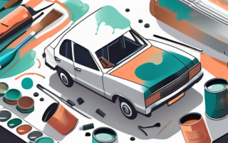 A car in the process of being painted