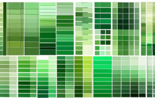 Various shades of green color swatches