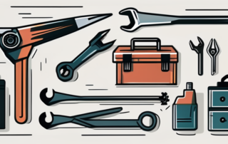A toolbox with various tools like a wrench