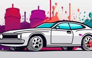 A car bumper being sprayed with a can of paint