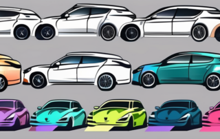 Several cars in various colors