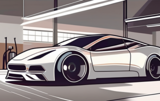 A shiny car with a glossy clear coat finish