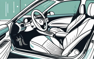 A car interior being cleaned with various household items like a toothbrush