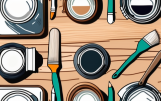 A matte clear coat paint can with a paintbrush