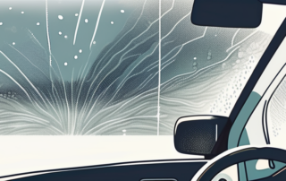 A car's foggy windshield from the inside perspective