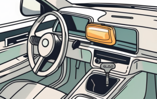 A car dashboard with the inspection light on