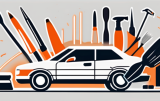 A car with visible dents and scratches on its paintwork