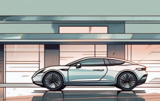 A shiny new car gradually fading and showing signs of wear and tear over a four-part timeline to depict the depreciation value over four years