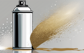A spray can spraying out a metallic
