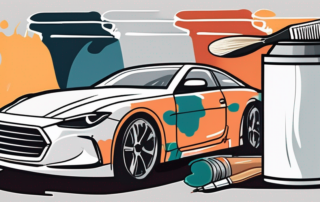 A car bumper with a paintbrush and a can of paint next to it