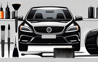 A glossy black metallic car paint can with a brush