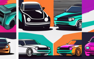 Various car bodies in different stages of being painted