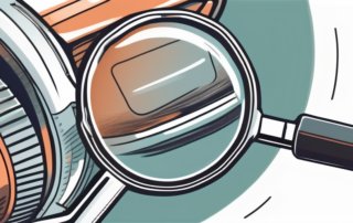 A magnifying glass hovering over a car engine