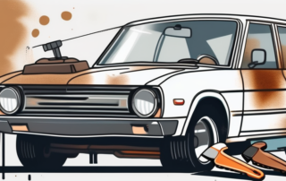 A car with visible rust spots on the bodywork