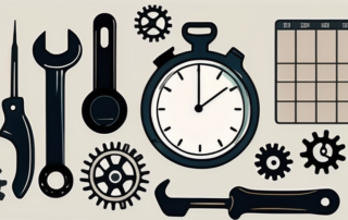 Various tools and equipment associated with maintenance tasks