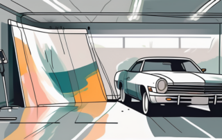 A car in a painting booth