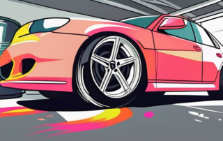 Newly painted car rims in vibrant colors