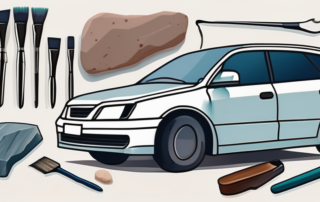 A car with visible stone chip damage on its paintwork