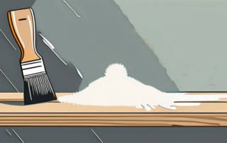 A paintbrush applying a base coat of paint on a wooden surface