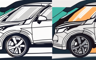 A car with visible repaired areas