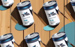 A can of 2k-pur paint with a paintbrush dipping into it
