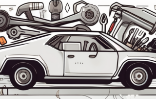 A car with an open hood
